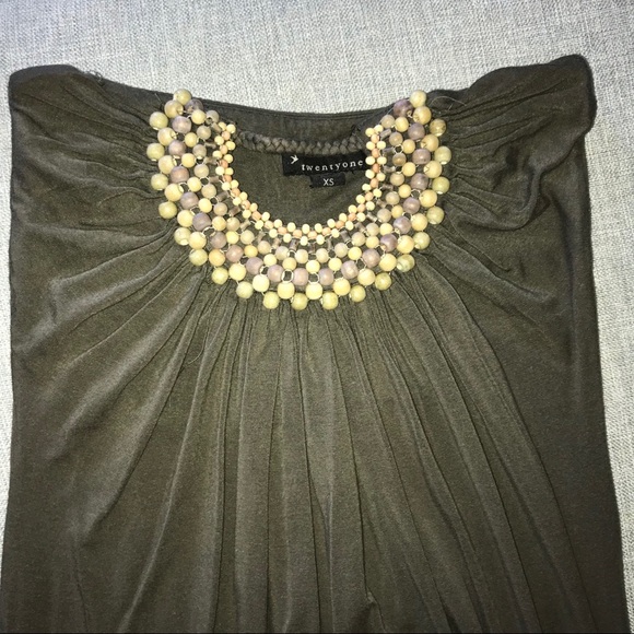 Beaded Strapless mini dress olive green - Picture 2 of 5